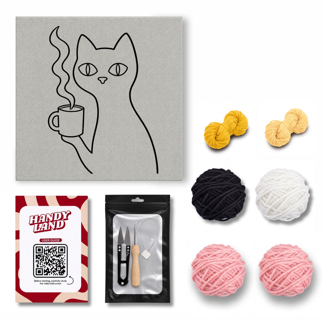 "Cat & Coffee" DIY Punch Needle Kit